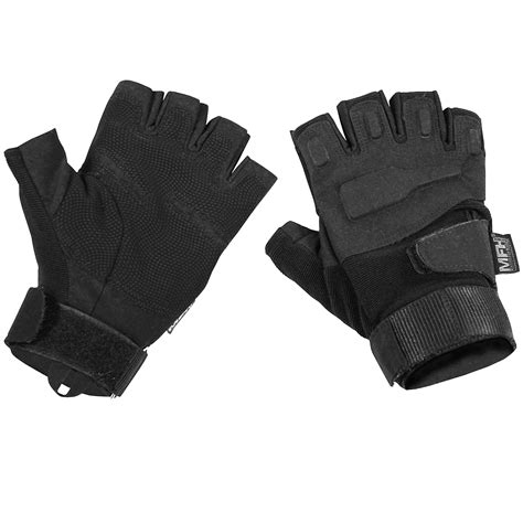 Mfh Protect Tactical Fingerless Gloves Black Black Military 1st