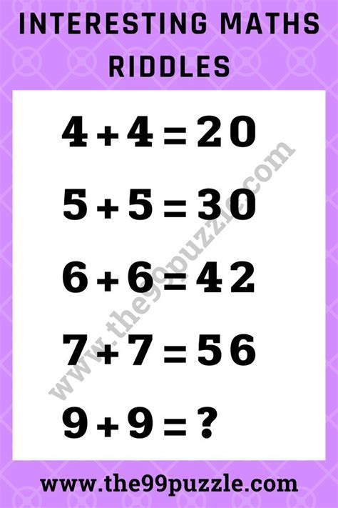 Interesting Math Riddles With Answers For Adults Math Riddles Math