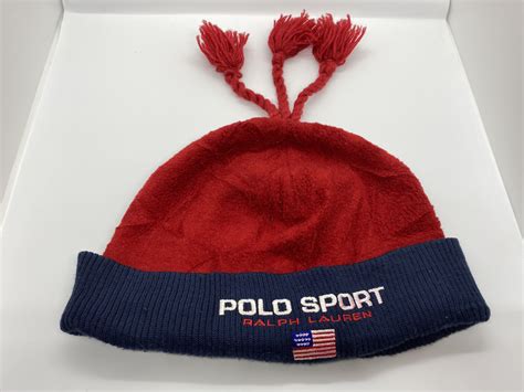Vintage Polo Sport Ralph Lauren Fold Over Beanie Hat Stretch Etsy