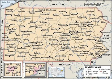 Pennsylvania State Map With Cities And Towns United States Map