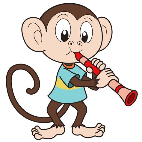 Cartoon Monkey Playing Clarinet Wall Decal Wallmonkeys