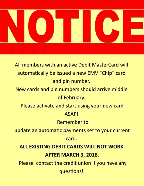 Debit Card Notice