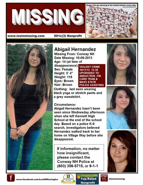 Abigail Hernandez Missing Conway Nh Oct 10 2013