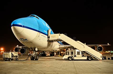 Boeing 747 Parked At Night Editorial Photography Image Of Horizon