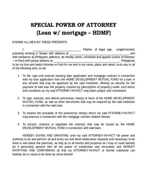 Special Power Of Attorney Samples Sample Power Of Attorney Blog