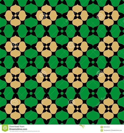 Black Green And Gold Oriental Seamless Background Stock