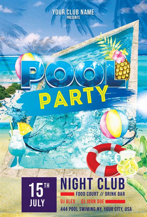 Summer Pool Party Free Psd Flyer Template Studioflyers Com Flyer