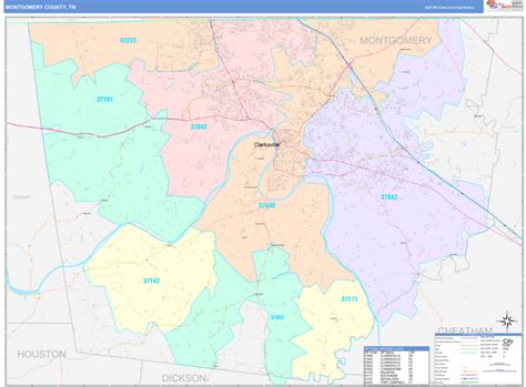 Montgomery County Tn Zip Code Maps Color Cast