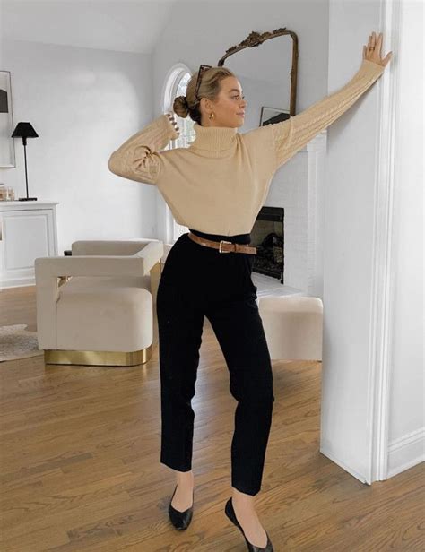 Best Outfit Idea Nude Sweater Pants Heels Parisian Chic Outfits