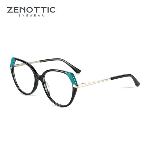 zenottic 2023 fashion ladies optical glasses frame women eyewear non prescription acetate metal