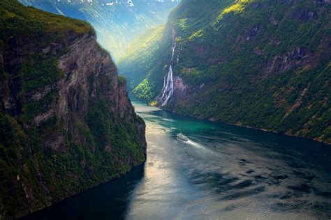 Body Of Water Surrounded By Mountains Illustration Photography Nature