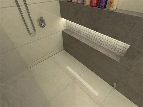 Hidden Shower Drain For A Luxury Shower Bathroom Design Gallery Bathroom Design Linear Drain