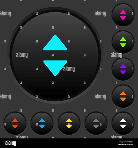 Vertical Control Arrows Dark Push Buttons With Vivid Color Icons On