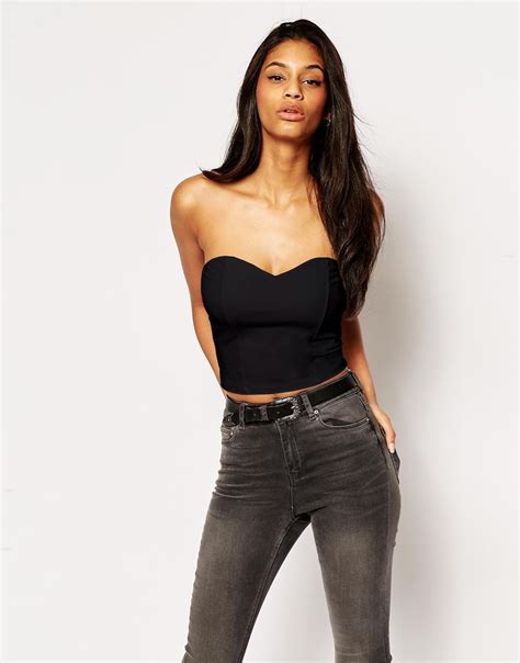 Asos Bandeau Top With Sweetheart Neckline In Black Lyst