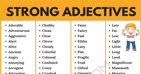 Strong Adjectives List Of 150 Strong Adjectives In English 7esl