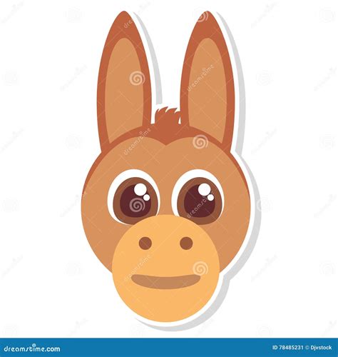 Funny Donkey Face Isolated Icon Stock Vector Illustration Of Symbol