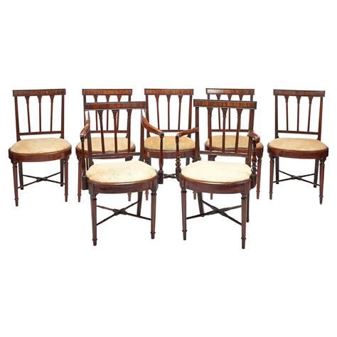 Set Of Six George Iii Hepplewhite Style Mahogany Dining Chairs Circa