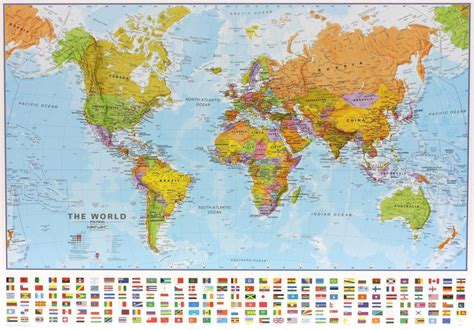 World Maps International Political Wall Map Medium Encapsulated Stanfords