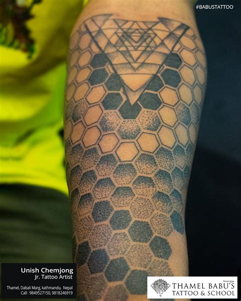 Geometric Dot Work Tattoo Dot Work Tattoo Dot Tattoos Elbow Tattoos