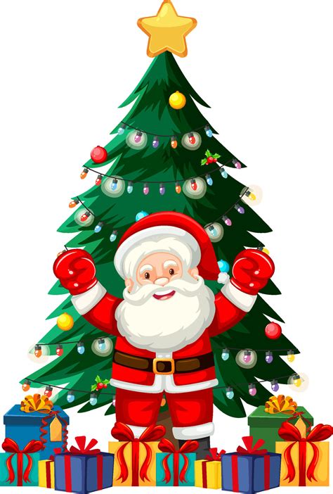 Santa Claus With Christmas Tree 11132510 Vector Art At Vecteezy