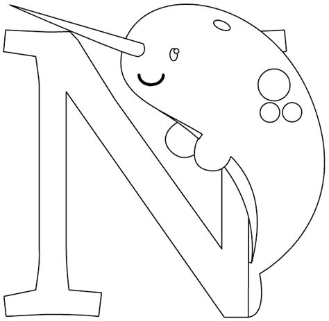 N Is For Narwhal Coloring Page