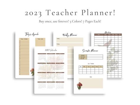2023 Teacher Planner Daily Monthly Lesson Attendance Etsy In 2022
