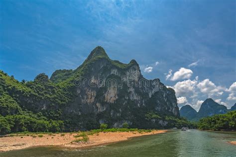 Green Mountain Scenery Along Li River In China Stock Photo Image Of
