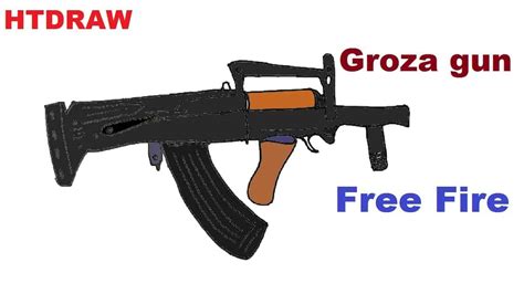 Players jumping down from the sky. How to draw a Groza Gun in Free Fire and PUBG