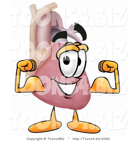 Illustration Of A Cartoon Human Heart Mascot Flexing His Arm Muscles By