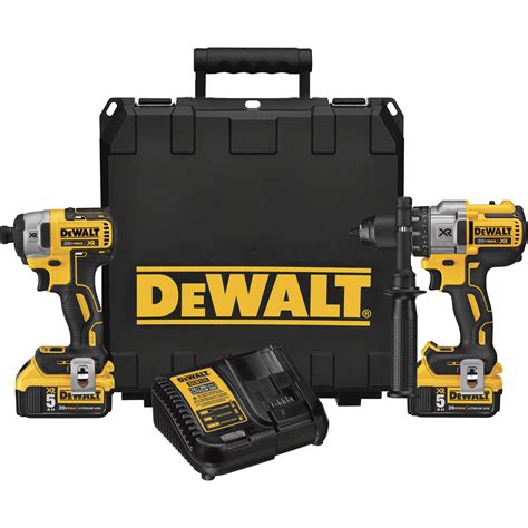 DEWALT Cordless Volt MAX XR Lithium Ion Brushless Premium Hammer Drill And Impact Driver