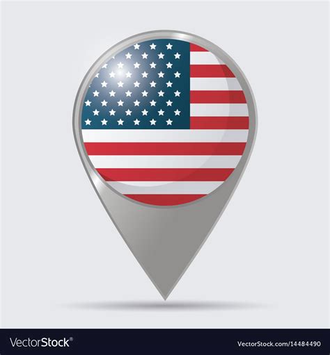 Usa Flag Pointer Map Location Glossy Design Vector Image