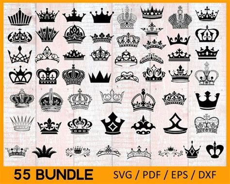 55 Crown Types Bundle Crown Vector Files Set Download Circut Etsy