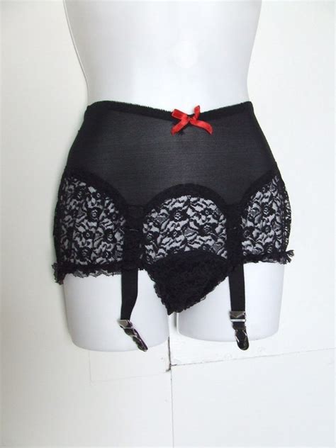 Bettie Paige Black Lace Underwear With Garters Lingerie Panty