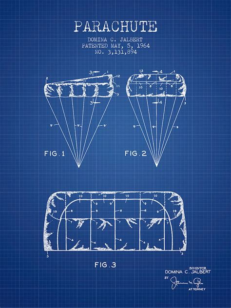 Parachute Design Patent From 1964 Blueprint Digital Art By Aged Pixel