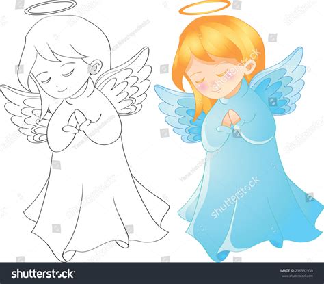 Vector Illustration Cute Christmas Angel Character Tell