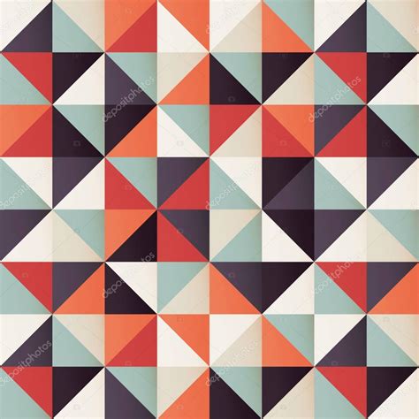 Geometric Seamless Pattern With Colorful Triangles In Retro Design