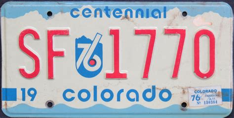 1975 Colorado License Plate Number Tag Pair Plates Centennial
