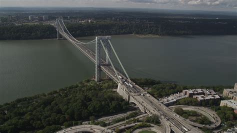 4k Stock Footage Aerial Video Flying By The George Washington Bridge