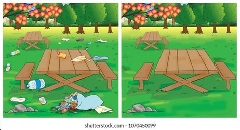 Dirty Clean Picnic Area Forest Stock Illustration 1070450099