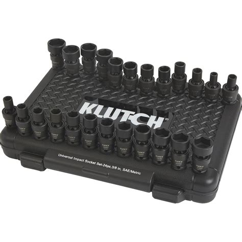 Klutch Universal Joint Impact Socket Set — 24 Pc 38in Drive Sae