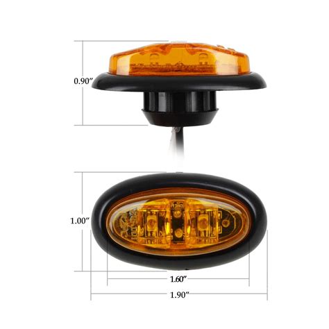 2x 2 X 1 Amber 12v Oval Flush Mount Led Mini Marker Lights Interior