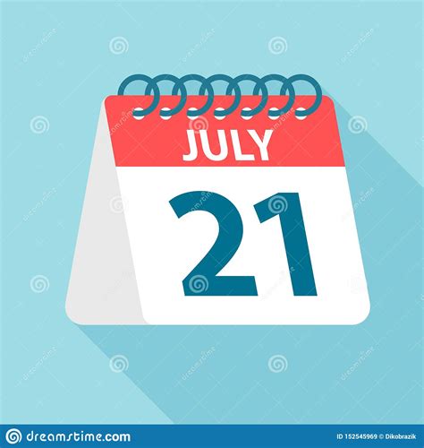 July 21 Calendar Icon Vector Illustration Of One Day Of Month