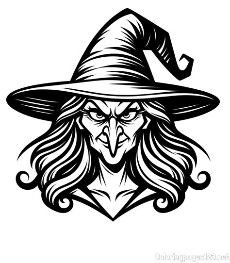 Coloring Book Of An Evil Witch With A Hooked Nose