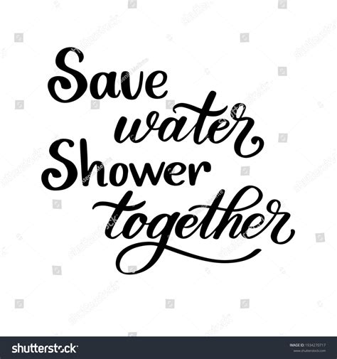 Save Water Shower Together Hand Lettering Stock Vector Royalty Free