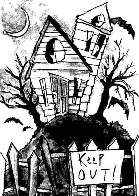 Keep Out From Haunted House Coloring Page Haunted House Drawing