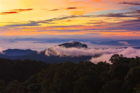 Misty Morning Sunrise In Mountain At North Thailand Stock Image Image