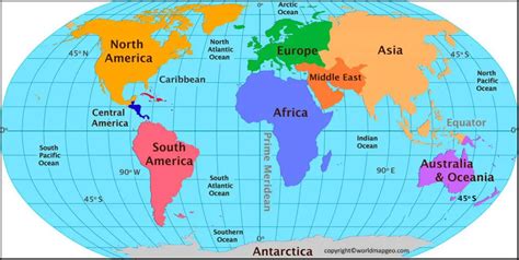 World Political Map Continents And Oceans