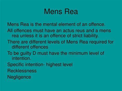 Ppt Mens Rea 3 Powerpoint Presentation Free Download Id5857696