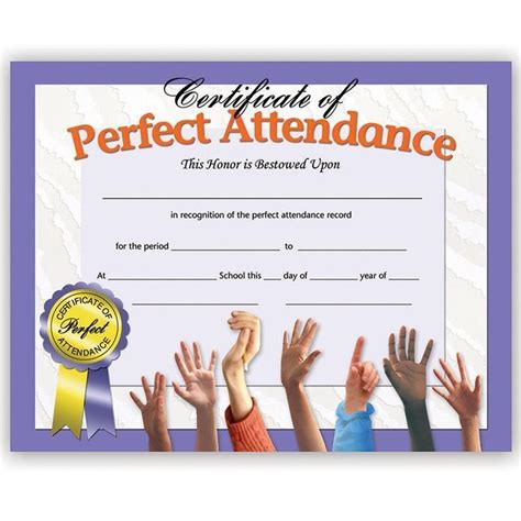 Certificates Perfect Attendance 30 Perfect Attendance Attendance