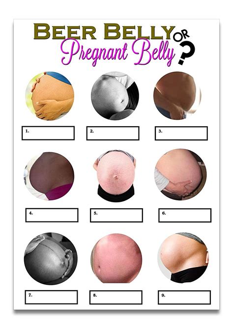 Beer Belly Or Pregnant Belly Free Printable With Answers
